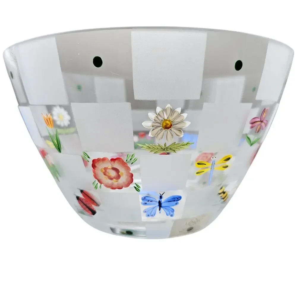 Lenox Natures Splendor Hand Painted Salad Bowl Floral Butterfly Romania NIB VTG
